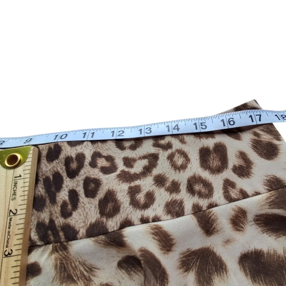 Talbots Leopard Print Tiered Ruffle Mini Skirt Brown Tan Petites 14P Zipper Back